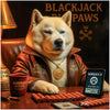 Blackjack Big Paws Akita Dog Casino Gaming Scene Metal Art Print
