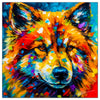 Colorful Akita portrait in modern art style, perfect for home decor.