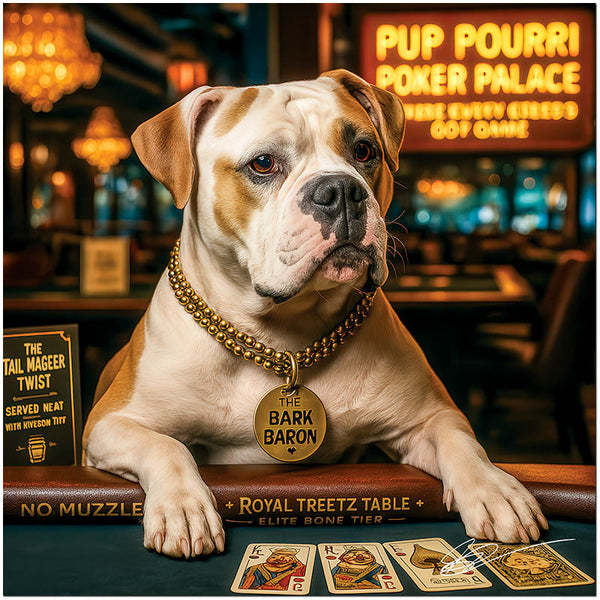 Pourri Poker Palace American Bulldog Poker Casino Scene Metal Art Print