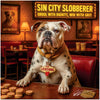 Sin City Slobberer American Bulldog Retro Casino Lounge Scene Metal Art Print