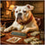 Lady Luck Lulu American Bulldog Elegant Poker Scene Metal Art Print