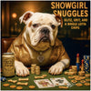 Showgirl Snuggles American Bulldog Poker Casino Glamour Scene Metal Art Print