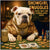 Showgirl Snuggles American Bulldog Poker Casino Glamour Scene Metal Art Print