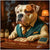 Smoky Snout Social American Bulldog Poker Scene Metal Art Print