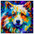 Colorful American Eskimo portrait in modern art style, perfect for home decor.