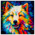 Colorful American Eskimo portrait in modern art style, perfect for home decor.