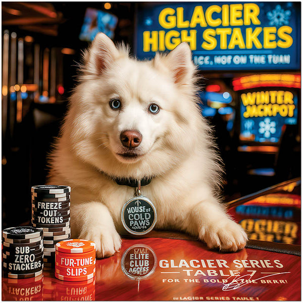 Glacier High Stakes American Eskimo dog casino scene Metal Print