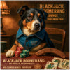 Blackjack Boomerang Australian Shepherd Dog Playing Cards with Chips and Boomerang at Casino