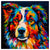 Colorful Australian Shepherd portrait in modern art style, perfect for home decor.