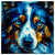 Colorful Australian Shepherd portrait in modern art style, perfect for home decor.