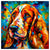 Colorful Basset Hound portrait in modern art style, perfect for home decor.
