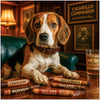 Cigarillo Companion Beagle Dog with Whiskey and Cigars Lounge Scene