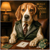 Beagle Big Spender Dog in Leather Vest Playing Poker with Casino Chips