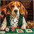 Blackjack Beags Beagle Dog Dealing Poker with Whiskey in Casino Lounge