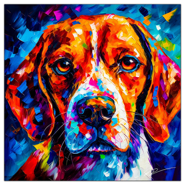 Colorful Beagle portrait in modern art style, perfect for home decor.