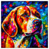 Colorful Beagle portrait in modern art style, perfect for home decor.