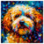 Colorful Bichon Frise portrait in modern art style, perfect for home decor.