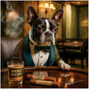 Boston Terrier artwork titled 'Lucky Tuxedo' on a ChromaLuxe Metal Print, featuring a vintage lounge vibe.