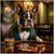 Boston Terrier artwork titled 'Lucky Tuxedo' on a ChromaLuxe Metal Print, featuring a vintage lounge vibe.