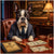Boston Terrier artwork titled Showstopper Stripes on ChromaLuxe Metal, showcasing an executive flair.
