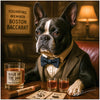 Boston Terrier artwork titled Baccarat Boston on ChromaLuxe Metal, showcasing an elegant casino card scene.