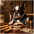 Boston Terrier artwork titled Cigar Companion on ChromaLuxe Metal, featuring an upscale vintage cigar lounge scene.