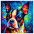 Colorful Boston Terrier portrait in modern art style, perfect for home decor.