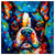 Colorful Boston Terrier portrait in modern art style, perfect for home decor.