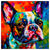 Colorful Boston Terrier portrait in modern art style, perfect for home decor.