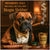 Smoky Stogie Slobber" Boxer dog in a tuxedo smoking a cigar in a vintage bar scene