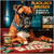 Blackjack Bruiser Boxer Dog Playing Poker Bar Scene Metal Art Print
