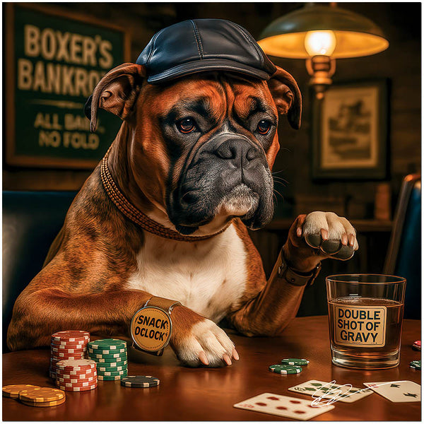 Boxer's Bankroll Boxer Dog Playing Poker Casino Scene Metal Art Print