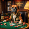 Full House Fighter Boxer Dog Casino Poker Scene Metal Art Print