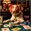 Brittany dog playing blackjack humorous casino art