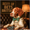 Humorous Brittany dog at poker table with lucky paws bowtie artwork