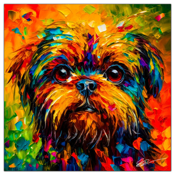 Colorful Brussels Griffon portrait in modern art style, perfect for home decor.