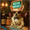 Neon Nugget Chihuahua wearing vintage glasses and suit with neon sign