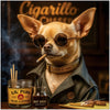 Cigarillo Chaser Chihuahua with sunglasses and cigar in vintage lounge