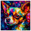 Colorful Chihuahua portrait in modern art style, perfect for home decor.