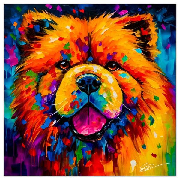 Colorful Chow Chow portrait in modern art style, perfect for home decor.