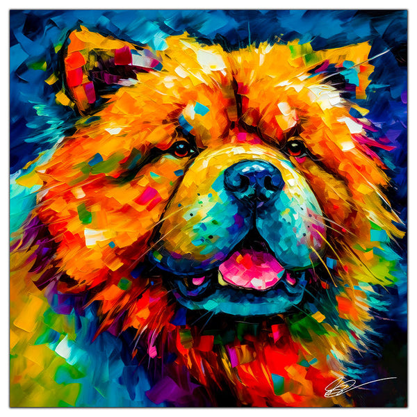Colorful Chow Chow portrait in modern art style, perfect for home decor.