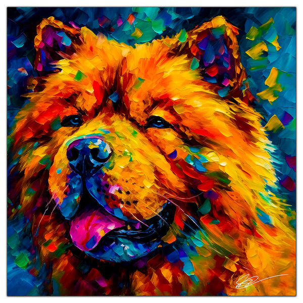 Colorful Chow Chow portrait in modern art style, perfect for home decor.