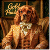 Elegant Cocker Spaniel in gold suit with stylish glasses humorous casino dog metal print