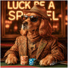 Stylish Cocker Spaniel wearing sunglasses and hat at casino poker table humorous dog art metal print