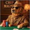 Stylish poker-playing Cocker Spaniel in sunglasses and hat canine art metal print