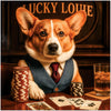 Sophisticated Corgi playing poker canine artwork metal print