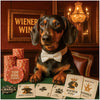 Funny Dachshund celebrating poker win metal wall art