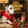 Dalmatian in stylish attire at a poker table with casino chips and humorous Hydrant Reserve drink
