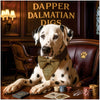 Elegant Dalmatian wearing bowtie seated at luxurious card table with casino chips