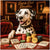 Playful Dalmatian enjoying a card game at an elegant casino table surrounded by poker chips
